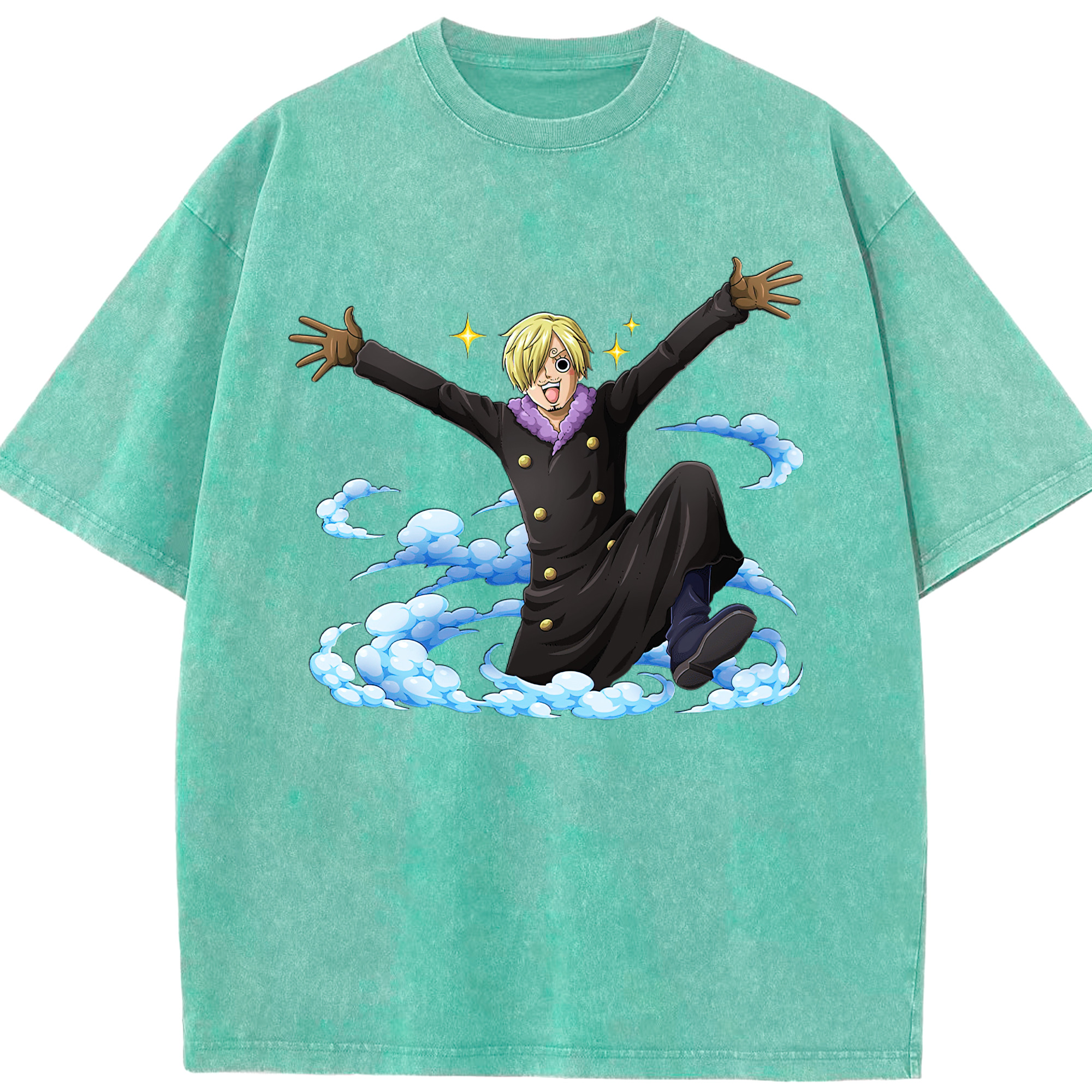 ワンピース サンジ ONE PIECE Sanji 綿100% ヴィンテージ風 半袖Tシャツ（フロントプリント）